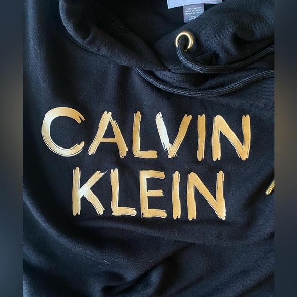 🆕 Calvin Klein Woman’s Black Long Sleeve Hoodie Dress, Size S - Picture 3 of 5